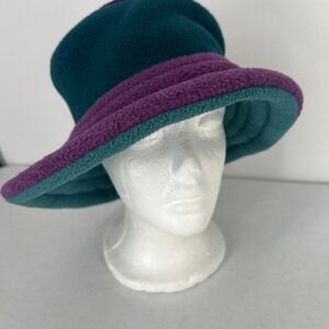 VTG Ester Hatworks Fleece Bucket Hat Purple Teal Colorblock Made in Alaska USA